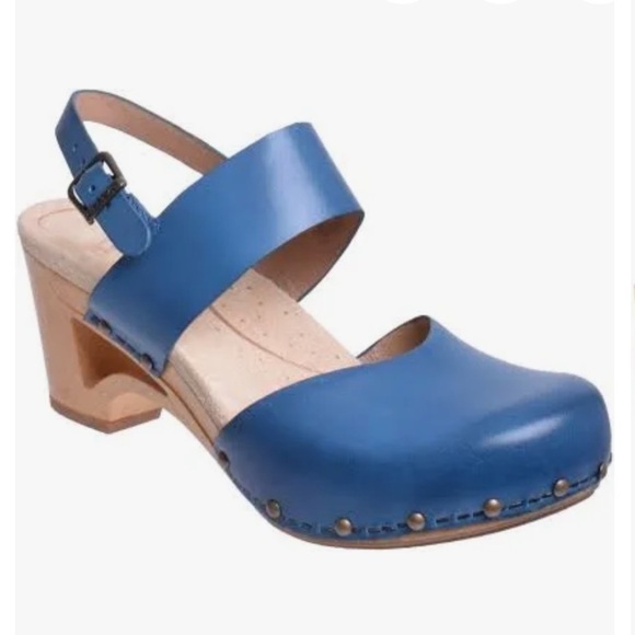 Dansko | Women’s Royal Blue Leather Thea Closed Toe Heel Strap Clogs, Size 8 - Picture 1 of 16